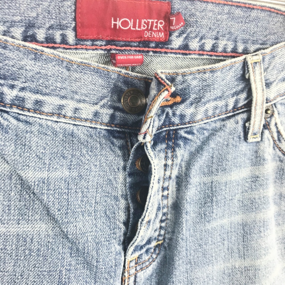 HOLLISTER Light Wash Button Fly Flare Jeans 7 Short - Picture 3 of 7